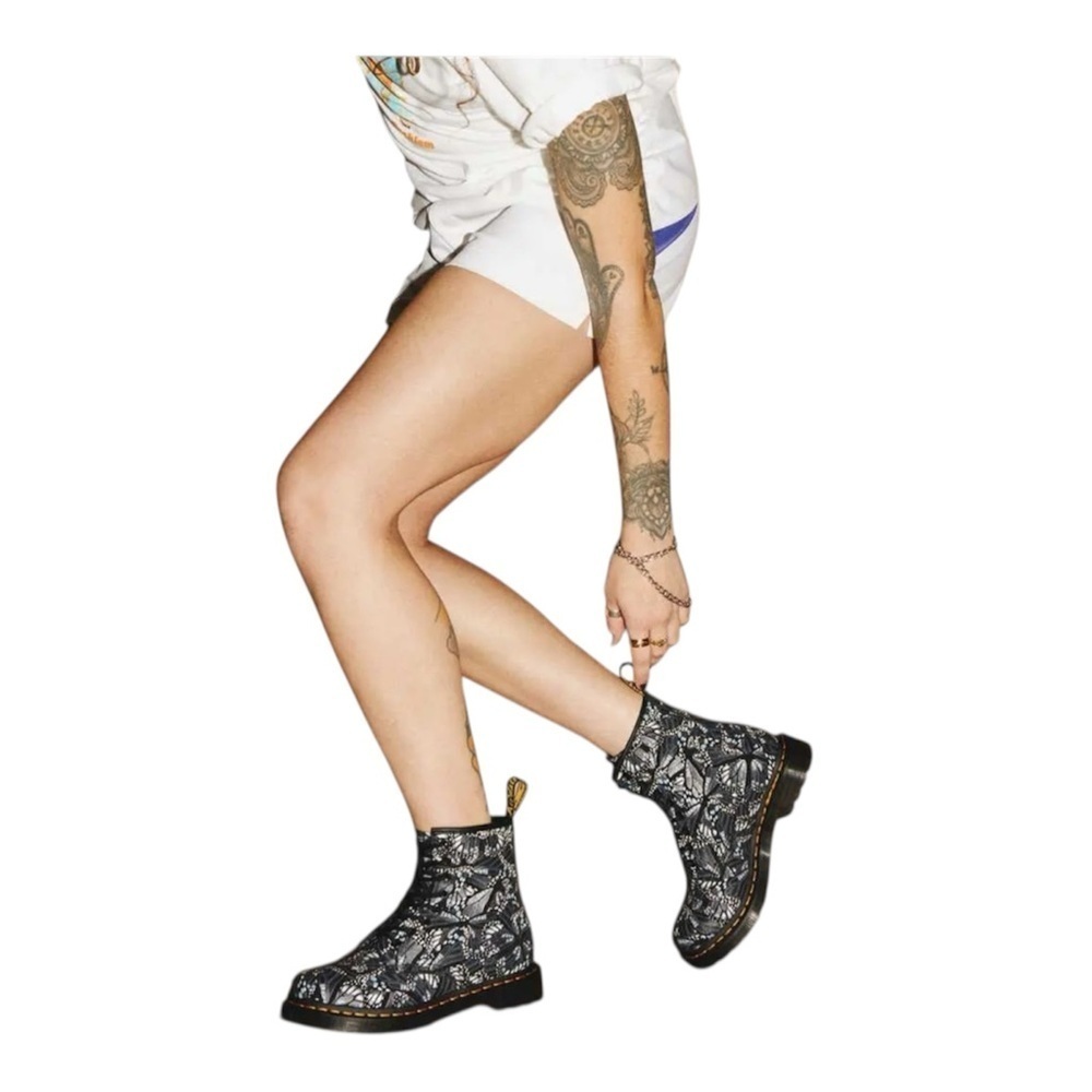 Dr. Martens Black Butterfly Print Women's Boots - Picture 6 of 8